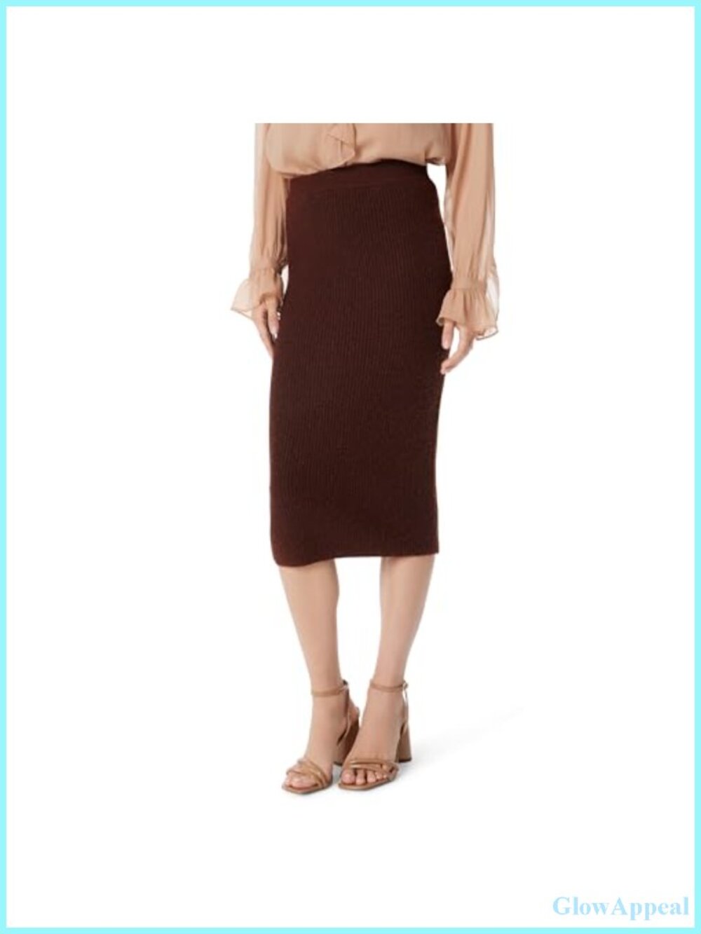 Pull On Midi Knit Sweater Skirt Polyester Acrylic Wool High Rise